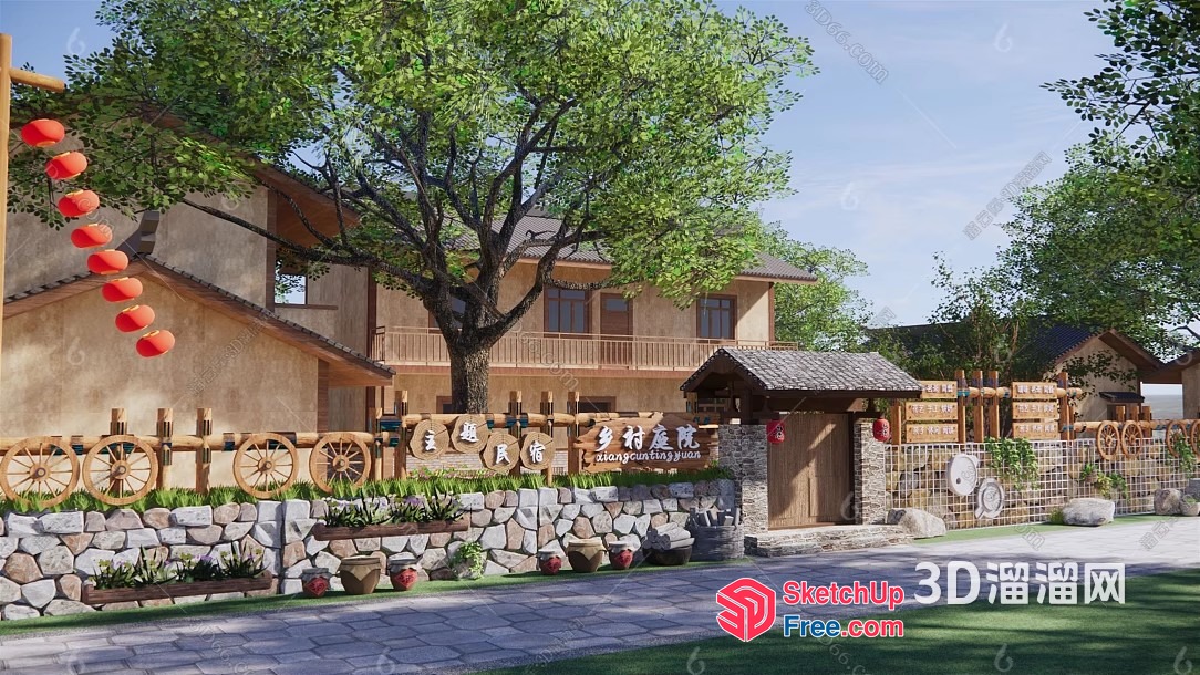 Traditional Asian Homestay Exterior 3D SketchUp File