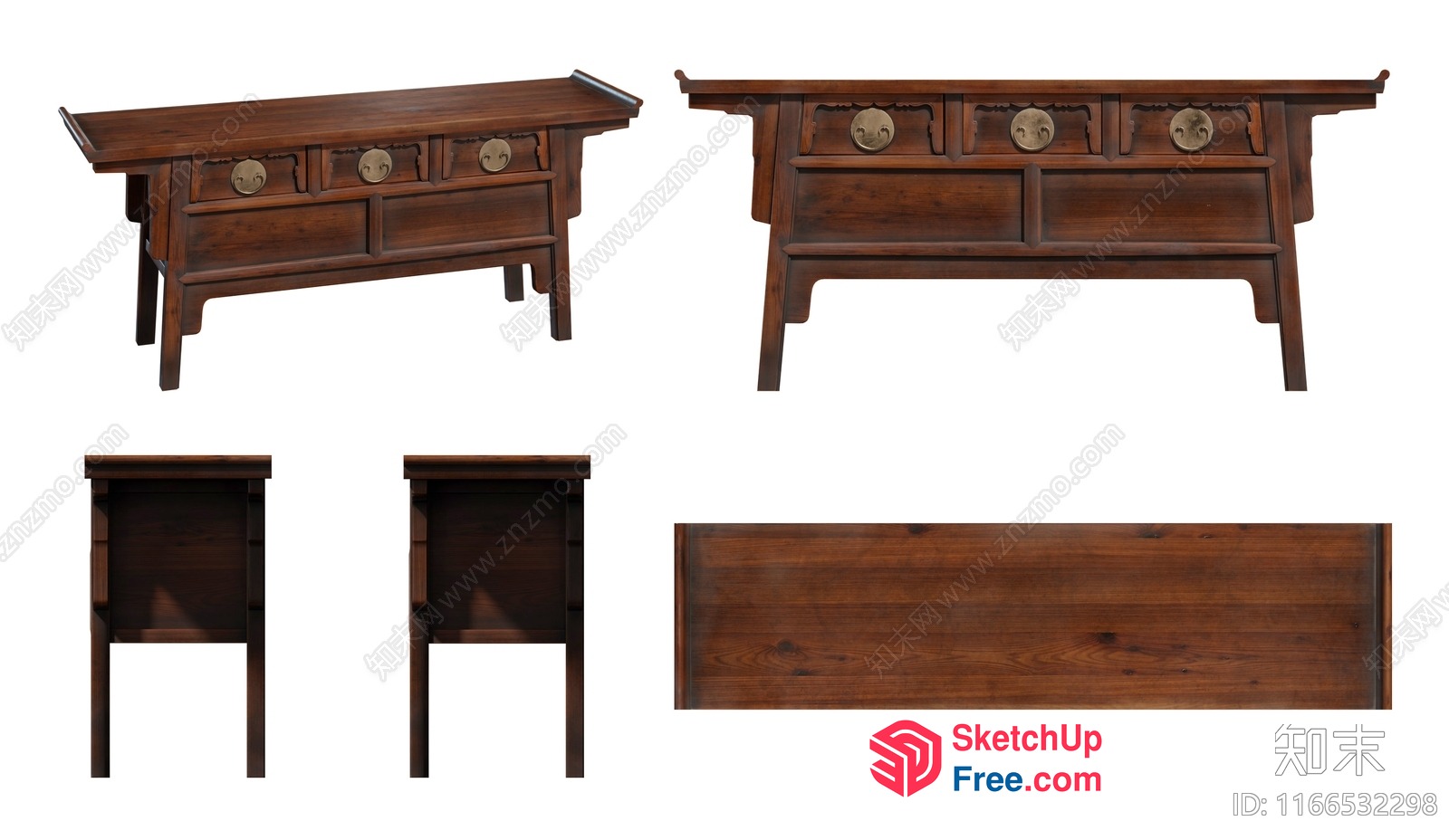 Chinese Style Wood Console Table 3D SketchUp File