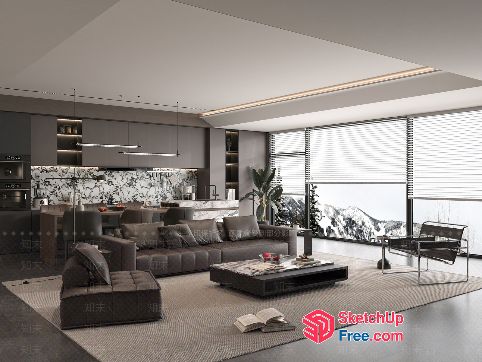 Modern Living Room With Sleek Furniture And Natural Light 3D SketchUp File