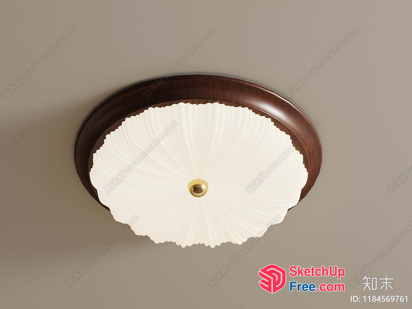 Elegant Ceiling Light Fixture With Wooden Frame 3D SketchUp File