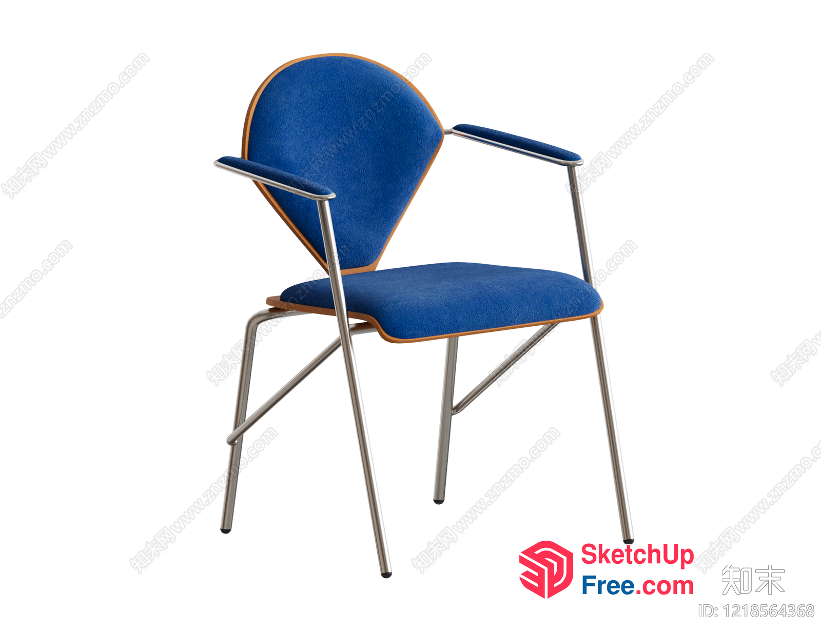 Simple Blue Chair With Silver Legs 3D SketchUp File