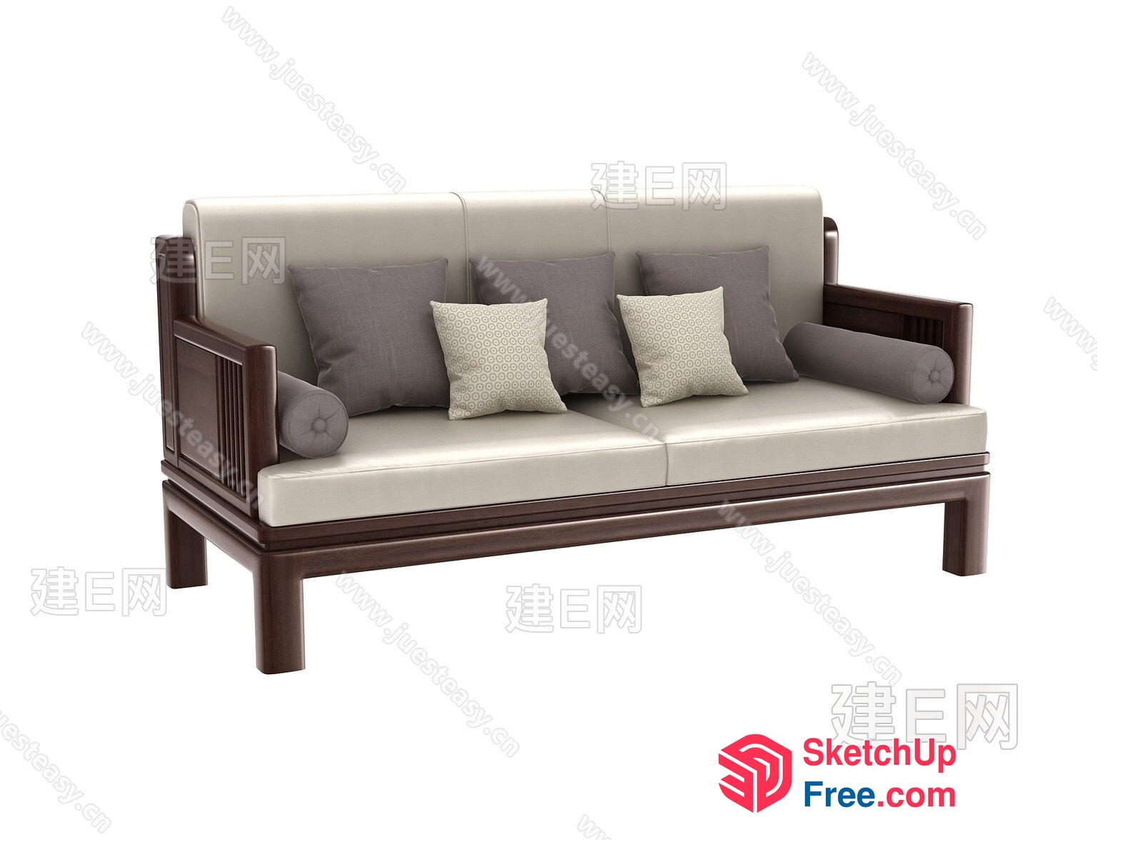Modern Sofa With Pillows And Bolsters 3D SketchUp File