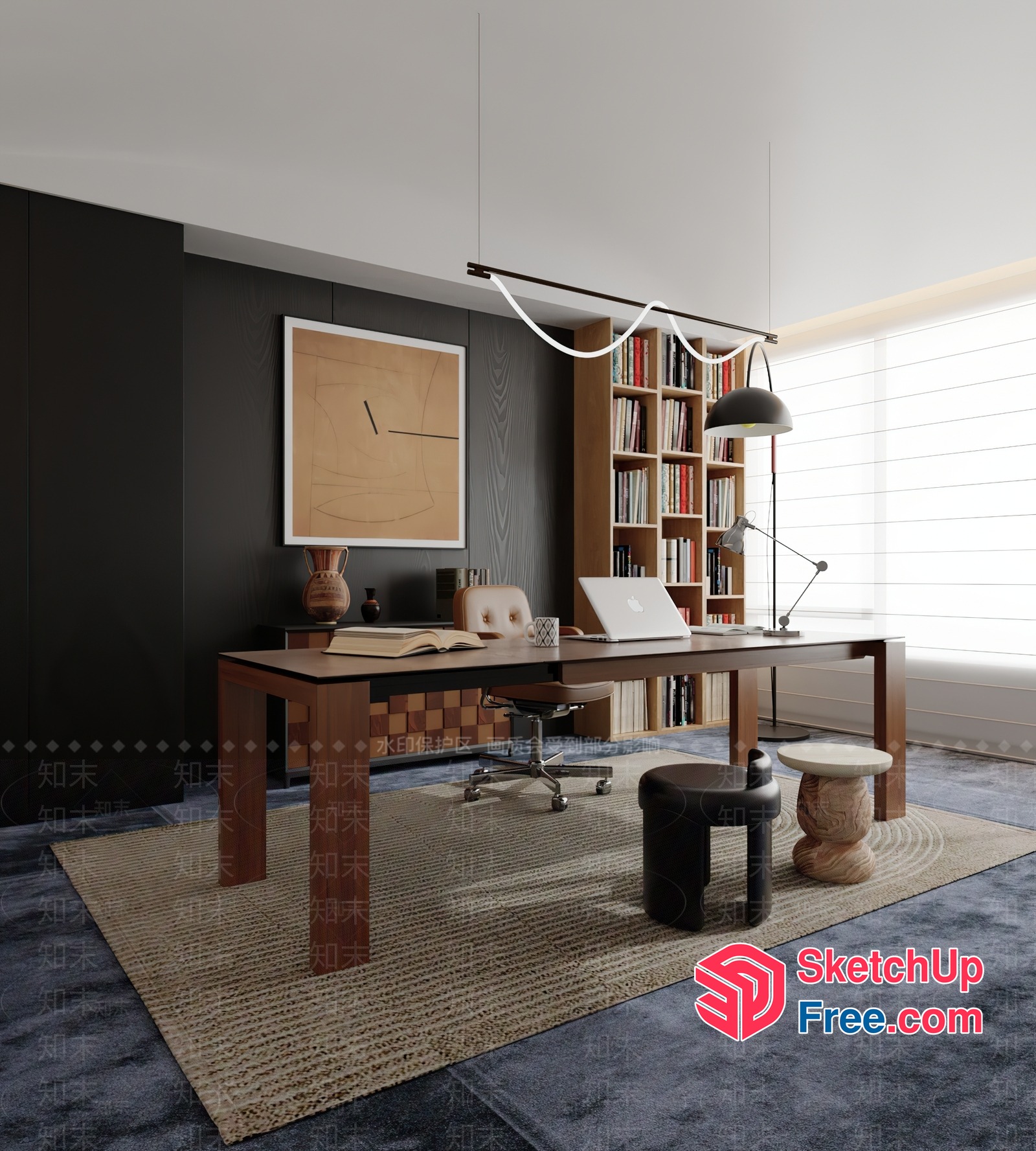 Modern Office Space With Minimalist Decor 3D SketchUp File