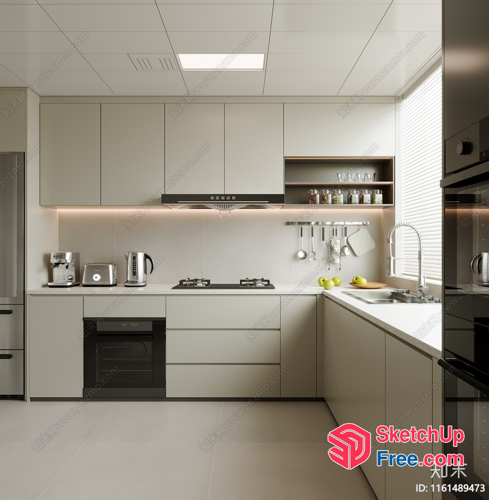Modern Kitchen With Sleek White Cabinets And Stainless Steel Appliances 3D SketchUp File