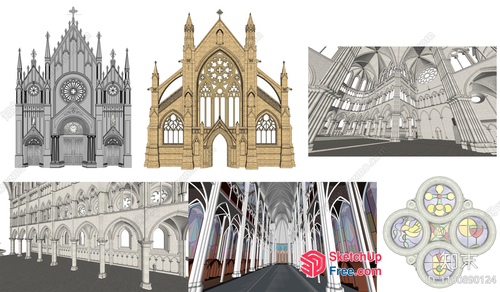 Gothic Cathedral With Ornate Details And Stained Glass Windows 3D SketchUp File
