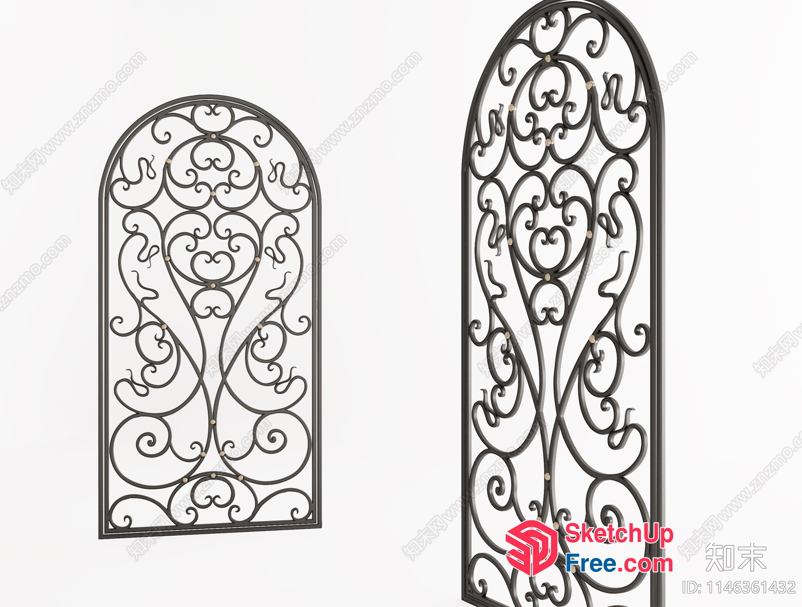 Elegant Ornate Wrought Iron Window Grille 3D SketchUp File