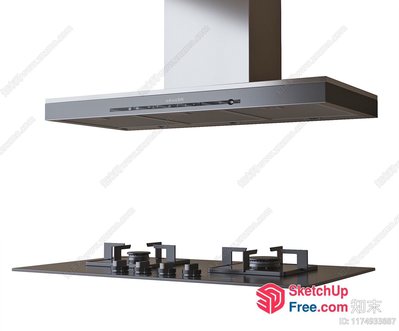 Modern Kitchen Range Hood And Stove 3D SketchUp File