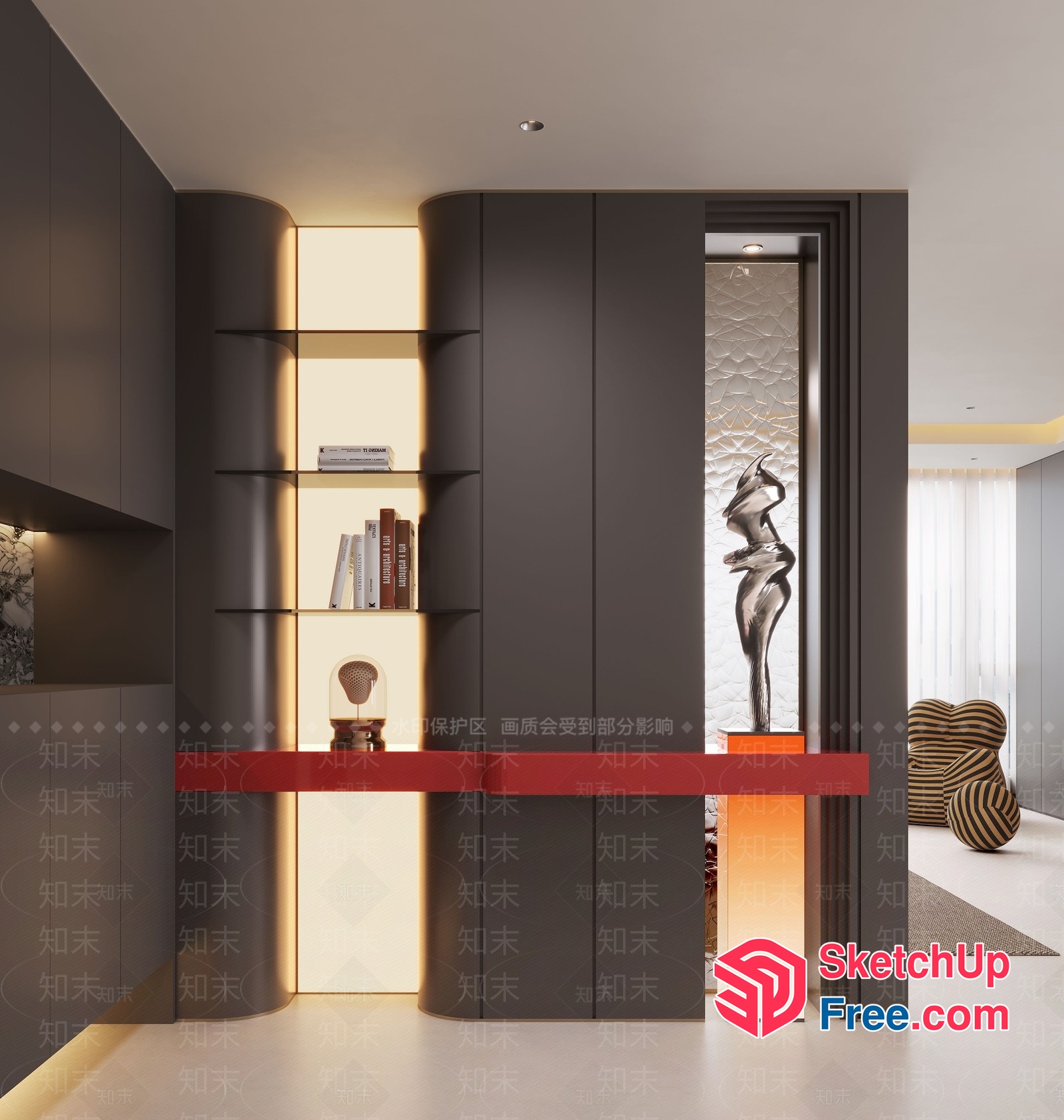 Modern Dark Grey And White Contemporary Interior Design 3D SketchUp File
