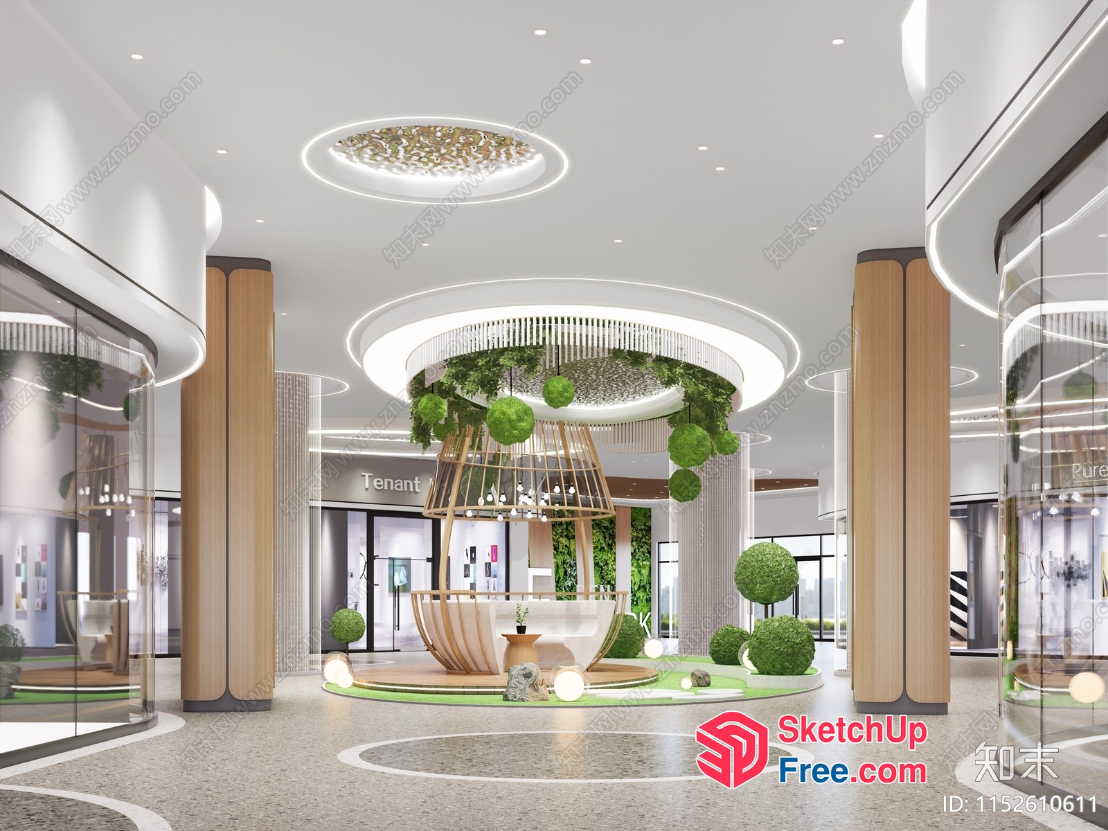 Modern Commercial Interior With Greenery And Natural Elements 3D SketchUp File