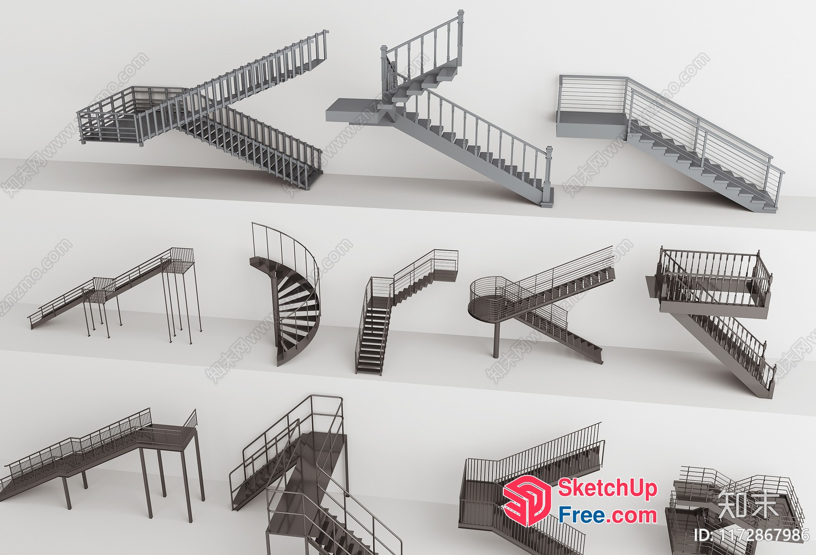 Various Stair Designs 3D SketchUp File