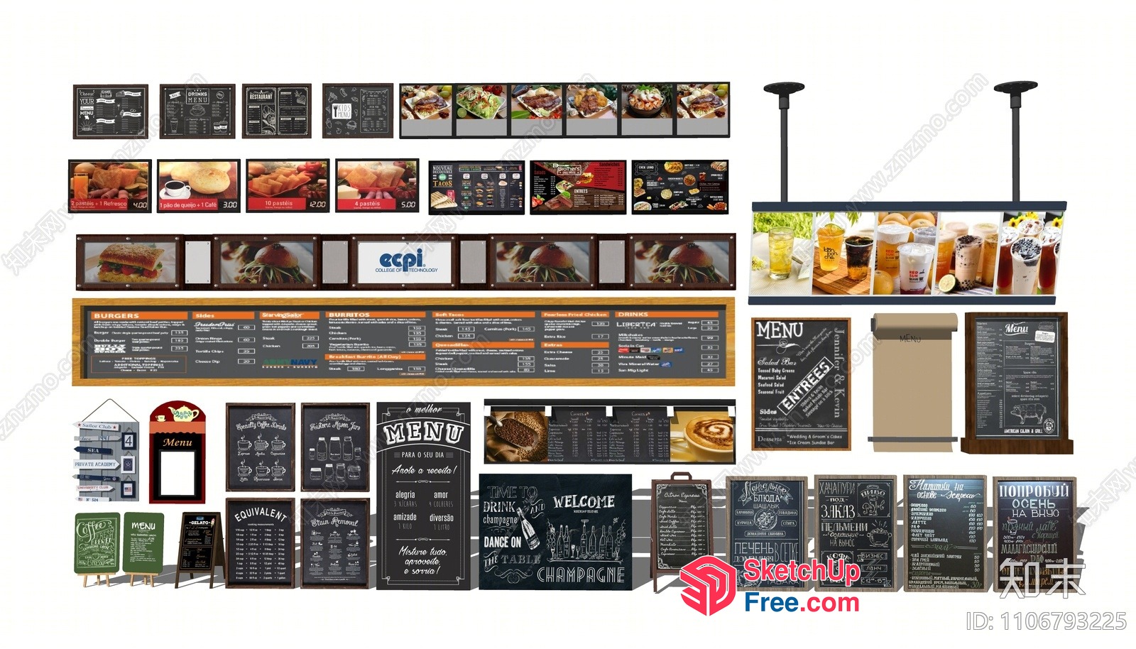 Restaurant Menu Display Collection 3D SketchUp File