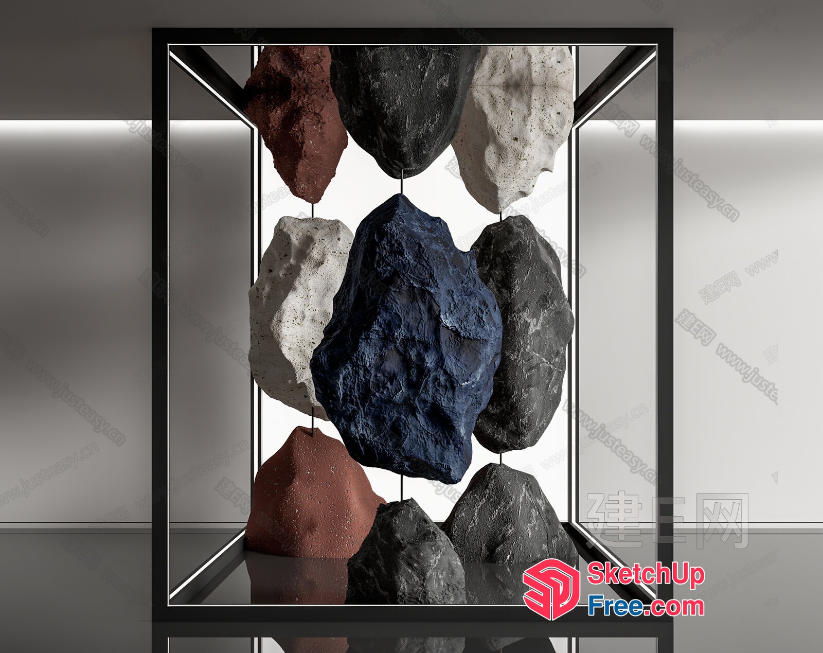 Interior Design With Decorative Rock Wall 3D SketchUp File
