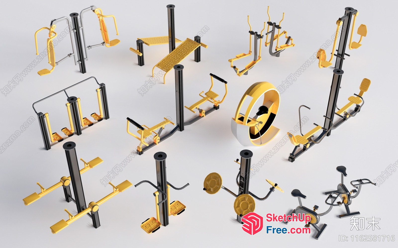 Various Exercise Machines For Fitness And Wellness 3D SketchUp File