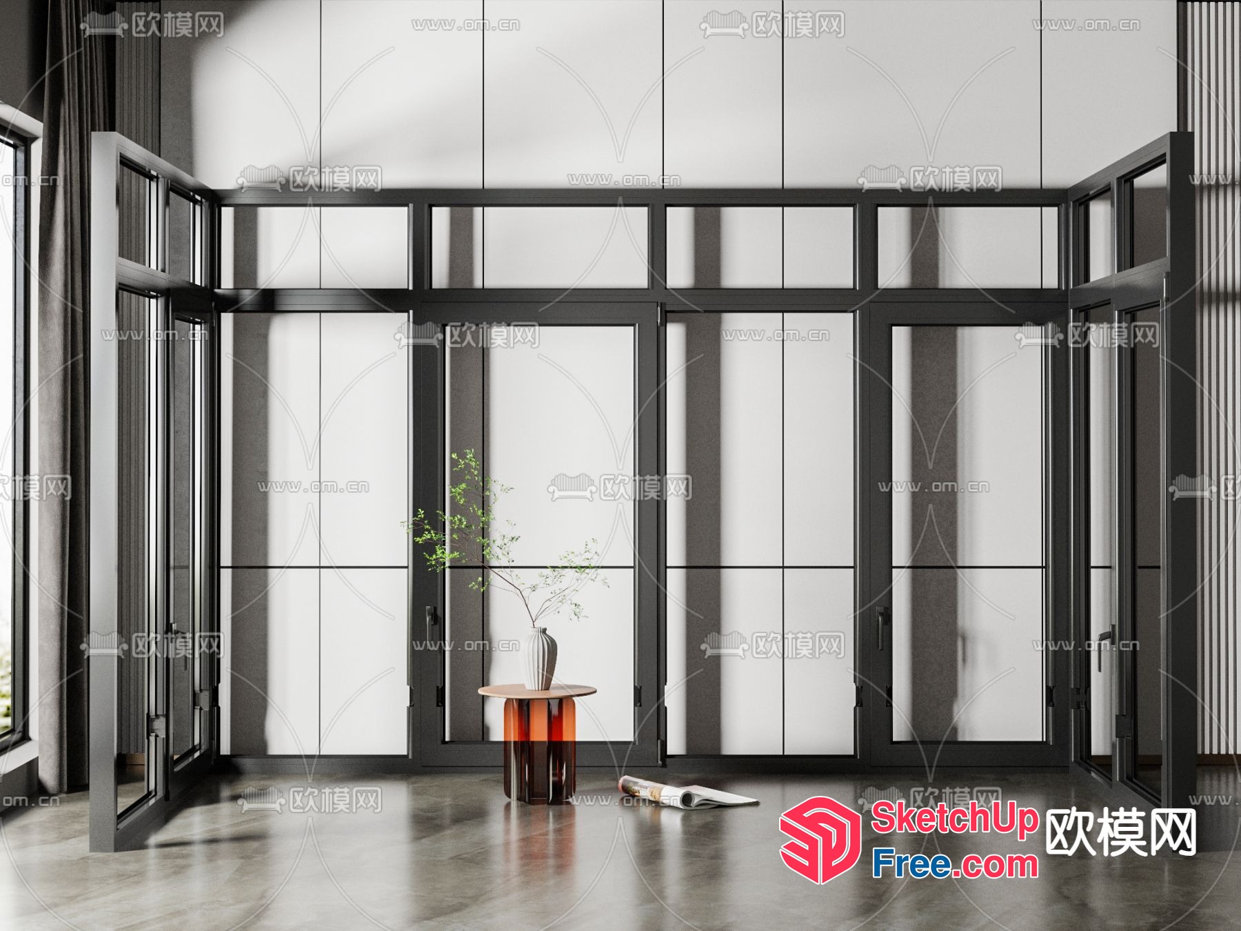 Modern Minimalist Interior Design With Sleek Glass Walls And Doors 3D SketchUp File