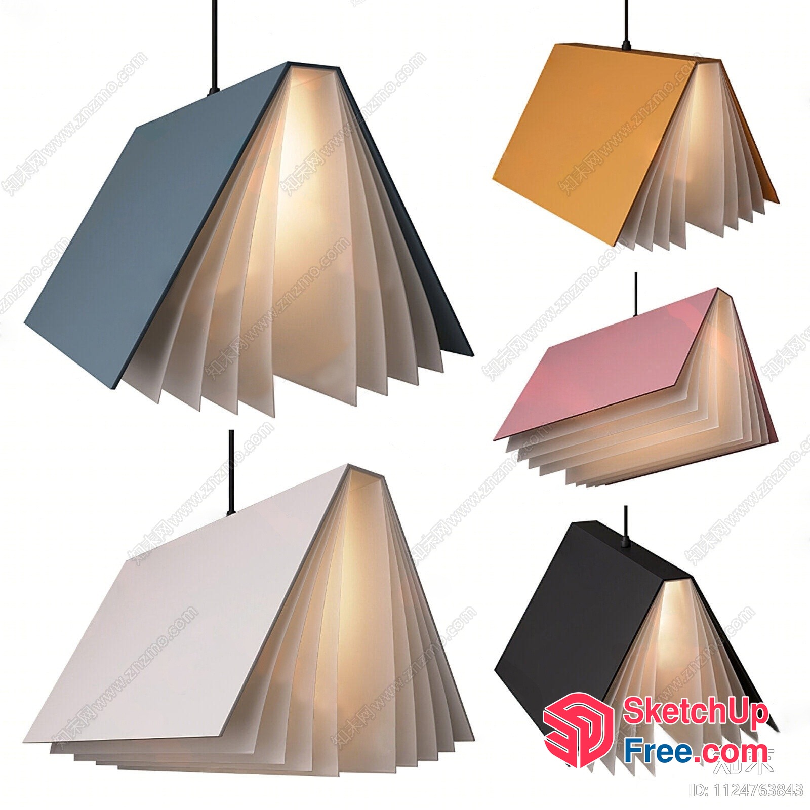 Modern Book-Shaped Hanging Lamps 3D SketchUp File