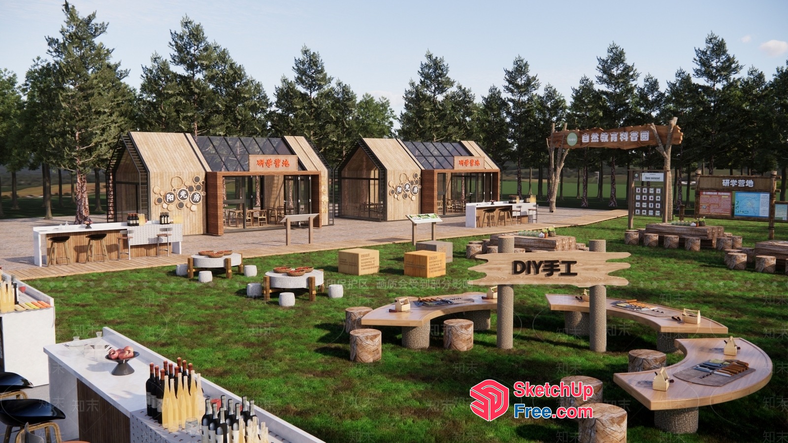 Outdoor Restaurant With Unique Furniture And Decor 3D SketchUp File