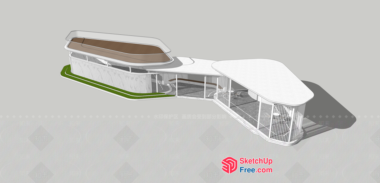 Modern Sleek Staircase And Balcony Design 3D SketchUp File
