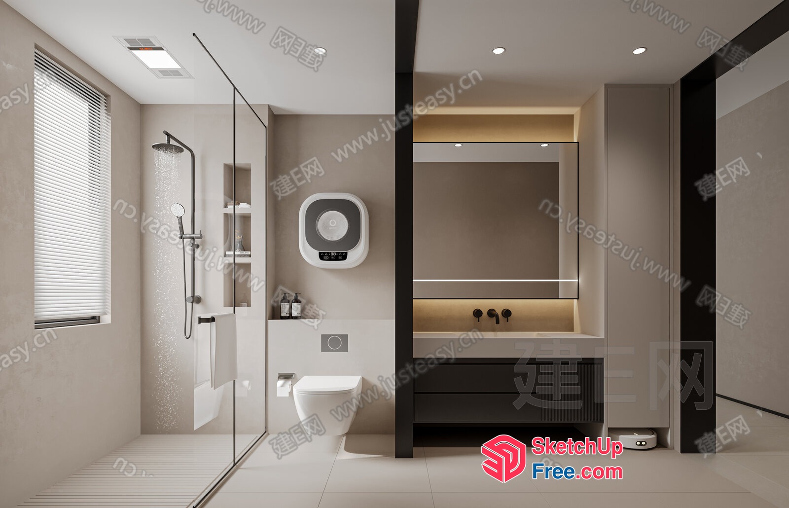 Modern Minimalist Bathroom With Sleek Fixtures 3D SketchUp File