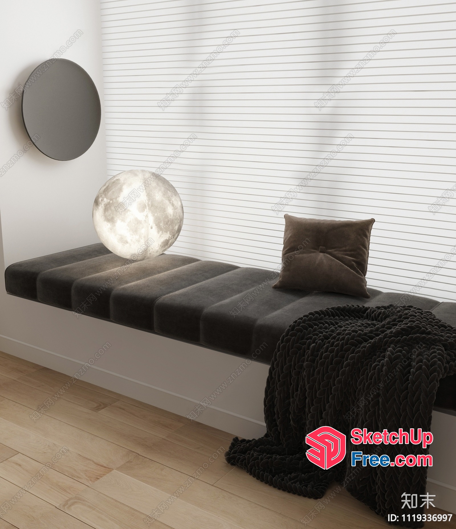 Cozy Moonlit Window Seating Area 3D SketchUp File