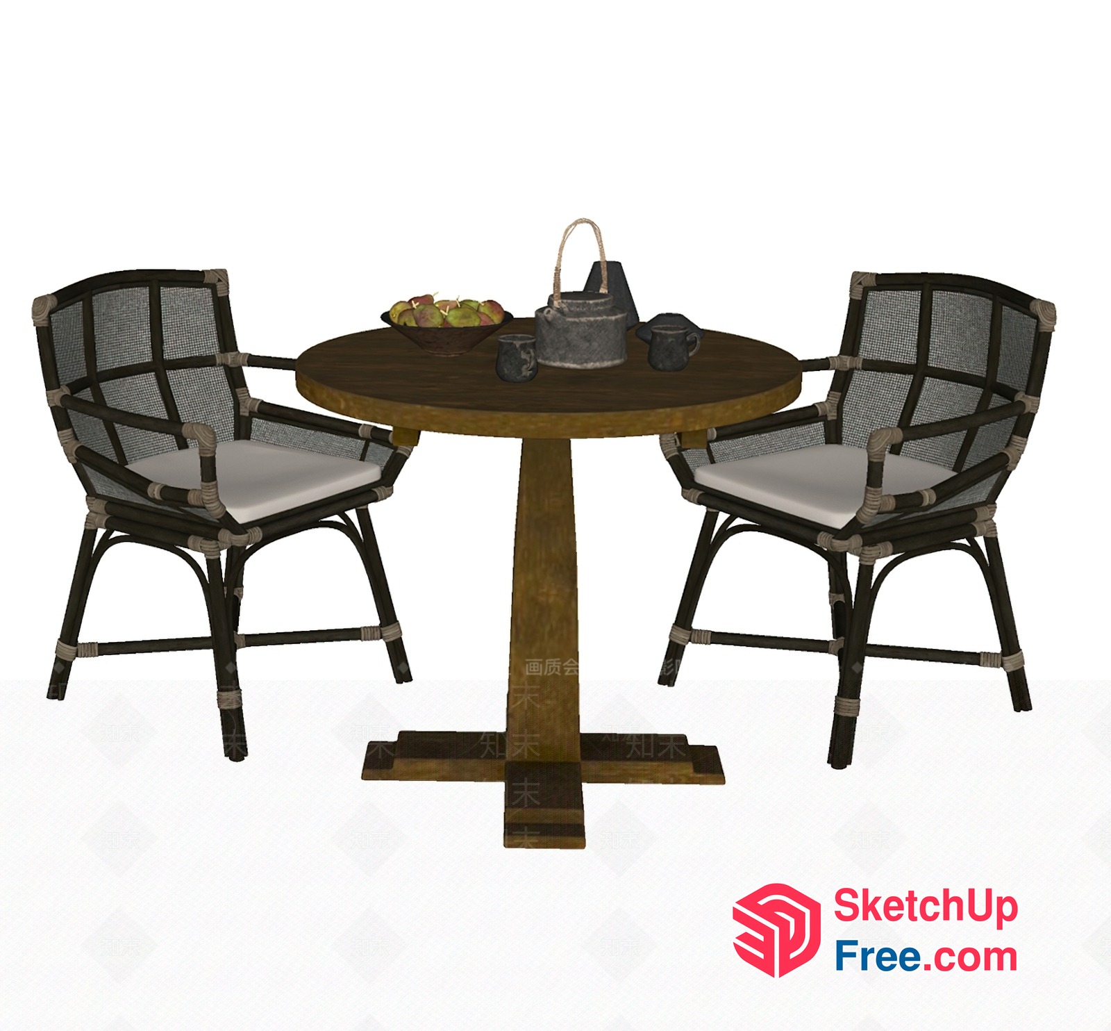 Rattan Chairs And Table Set 3D SketchUp File