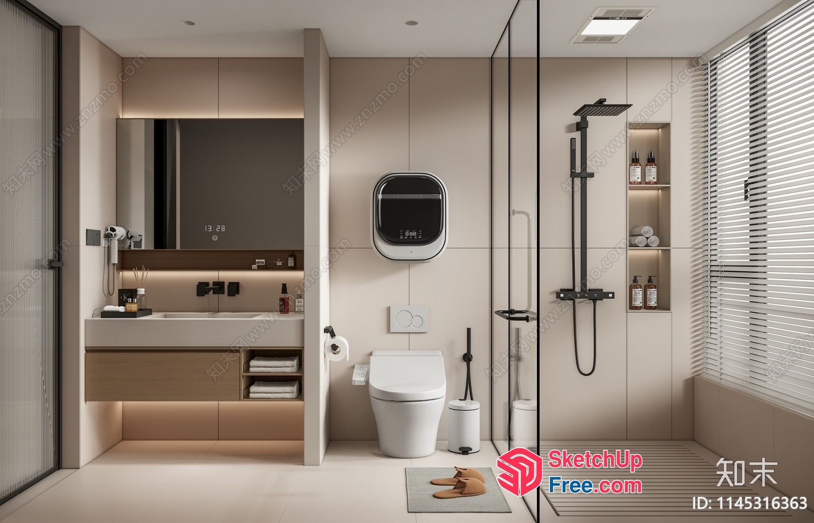Modern Bathroom With Clean Lines And Neutral Tones 3D SketchUp File