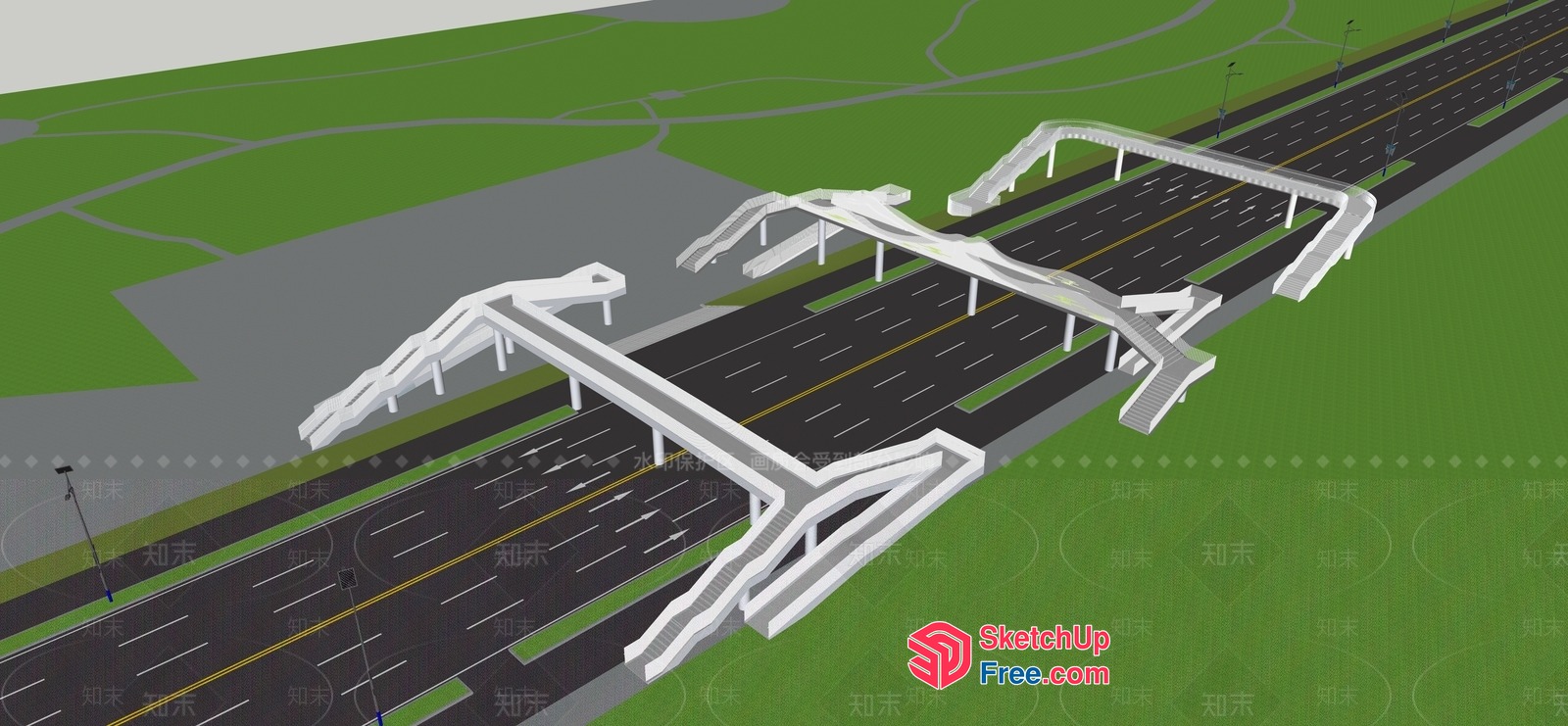 Overpass Highway Intersection 3D SketchUp File
