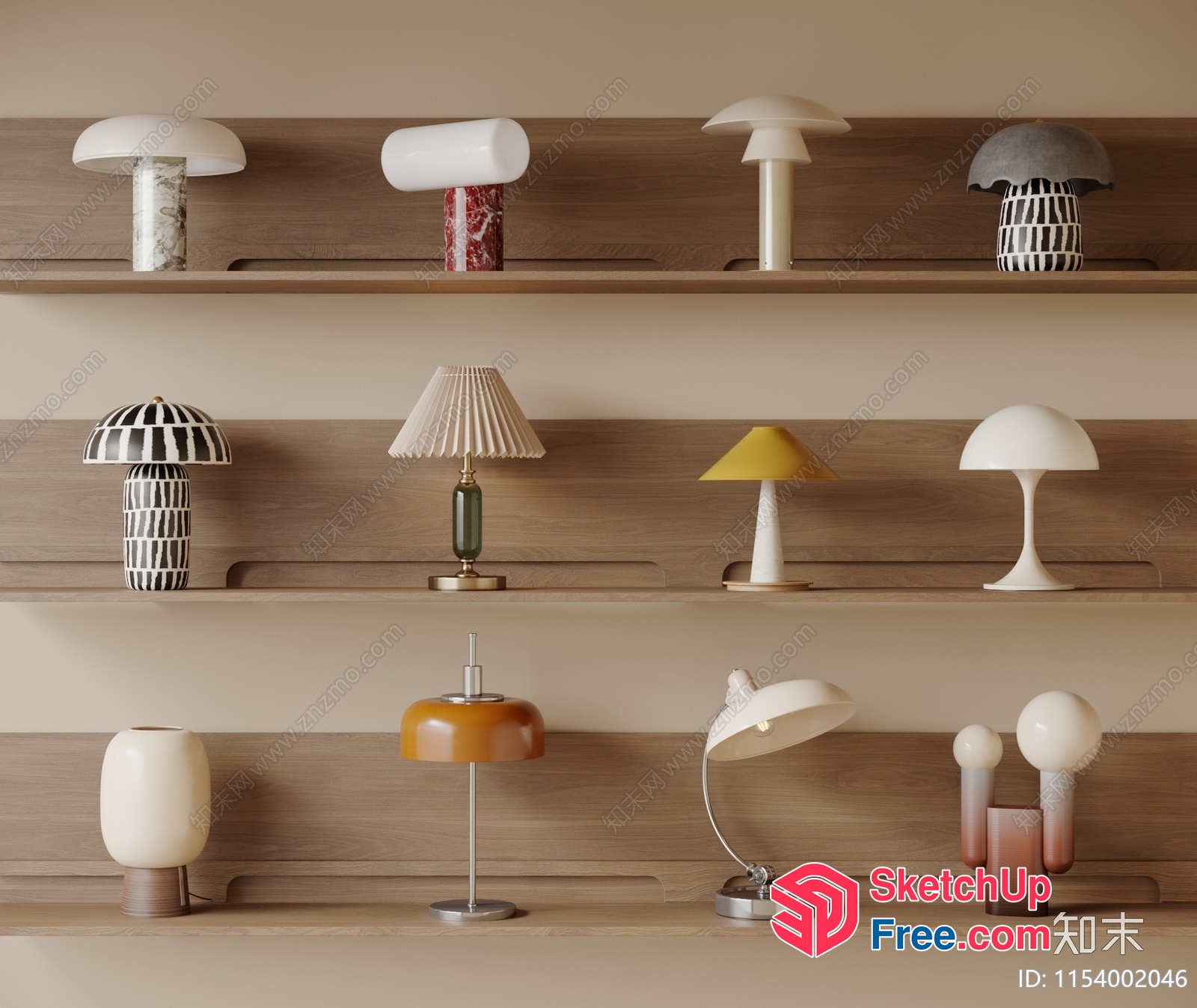 Modern Table Lamps With Unique Mushroom Designs 3D SketchUp File