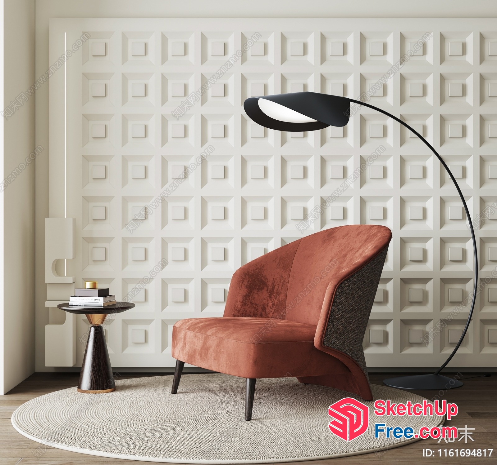 Elegant Modern Living Room With Unique Accent Chair 3D SketchUp File