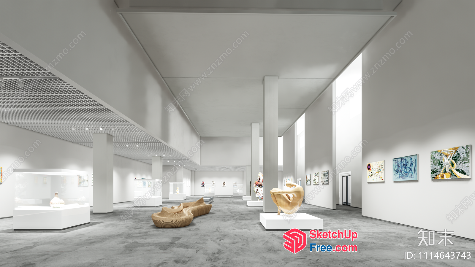 Modern Art Gallery Interior 3D SketchUp File