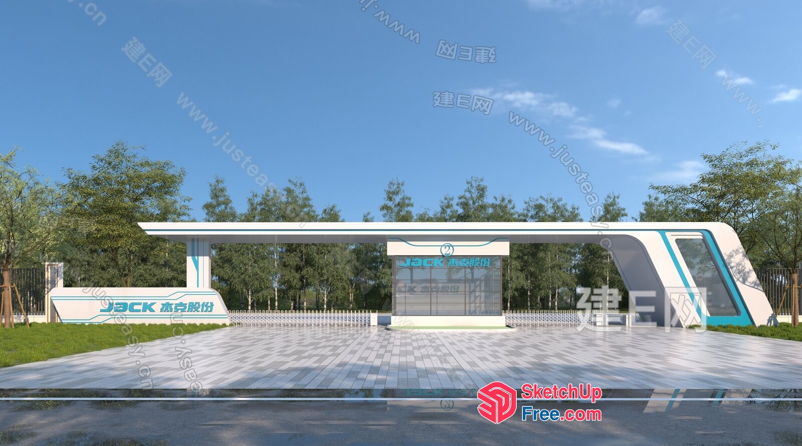 Gas Station Exterior With Unique Design Elements 3D SketchUp File