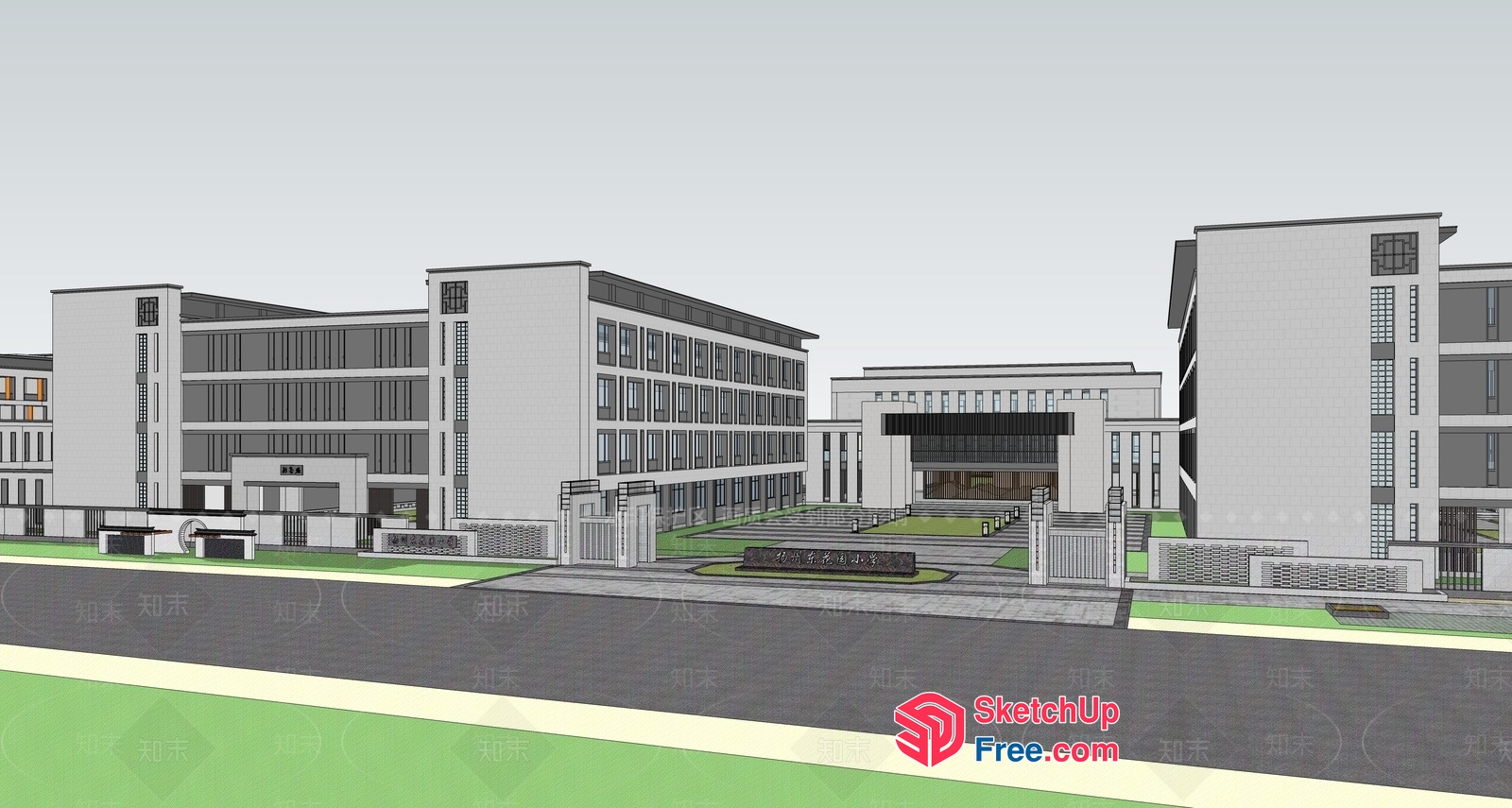 Modern Commercial Street Building 3D SketchUp File