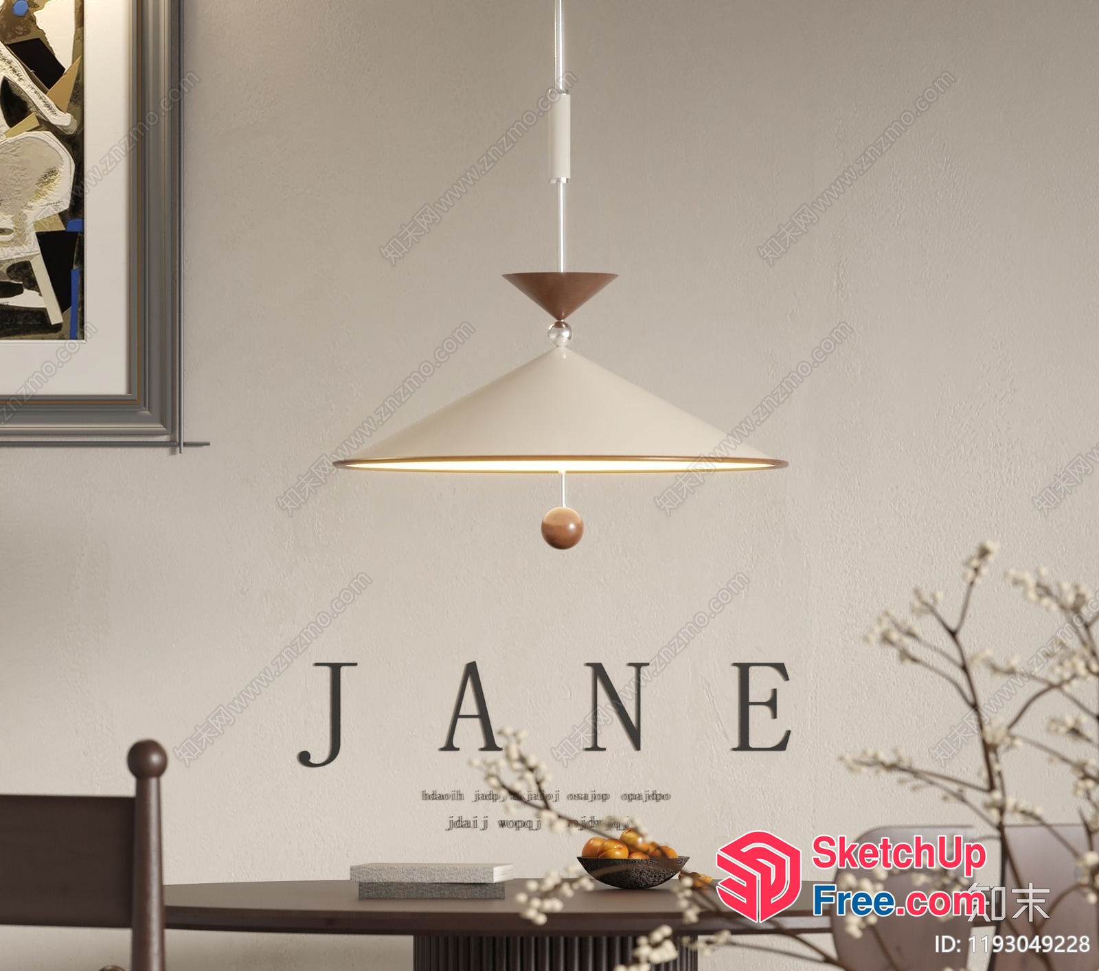 Modern Hanging Light Fixture With Ball Pendant 3D SketchUp File