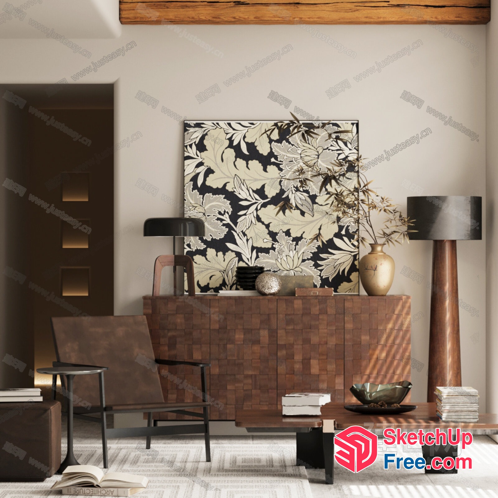 Modern Japanese-Style Living Room With Minimalist Decor 3D SketchUp File