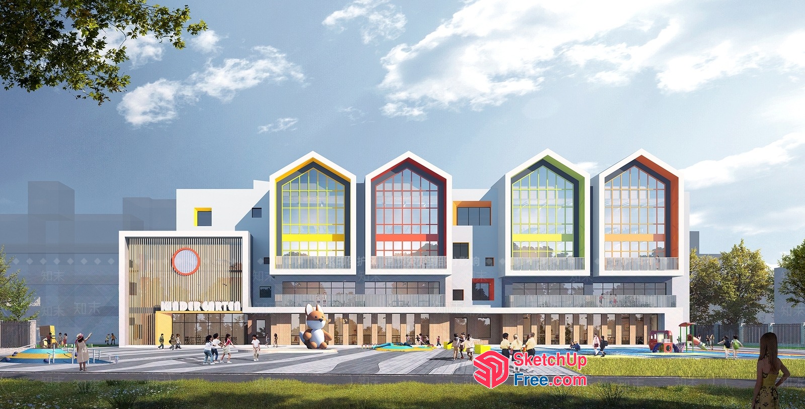 Modern Architectural Design For A Commercial Street 3D SketchUp File