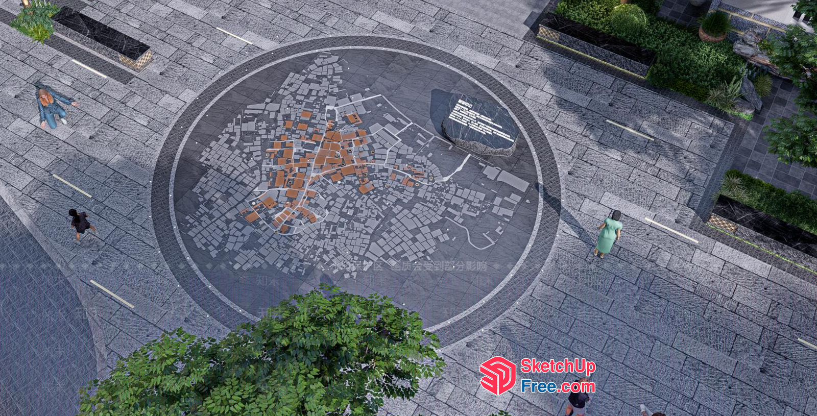 Aerial View Of A City Map 3D SketchUp File