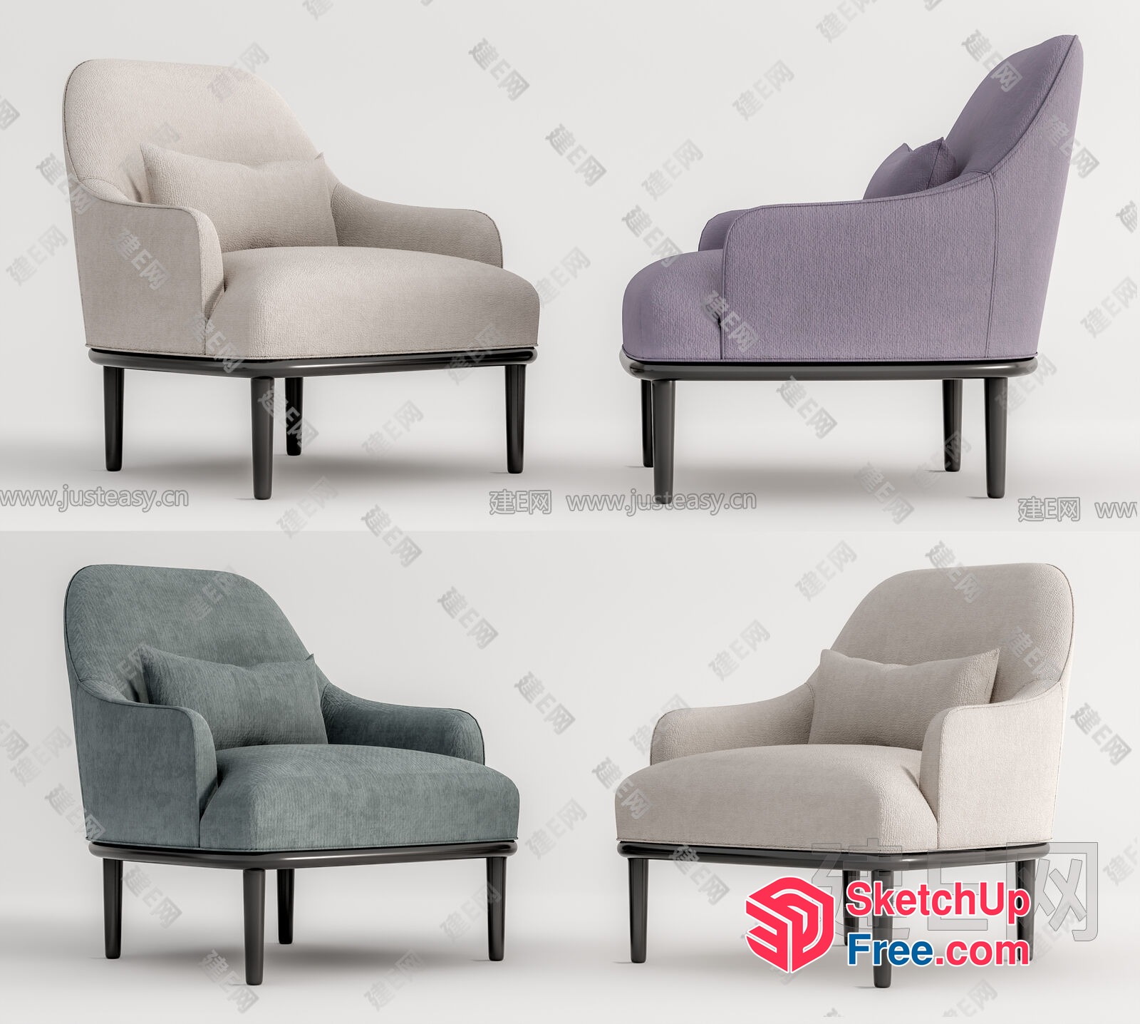 Modern Upholstered Armchairs 3D SketchUp File
