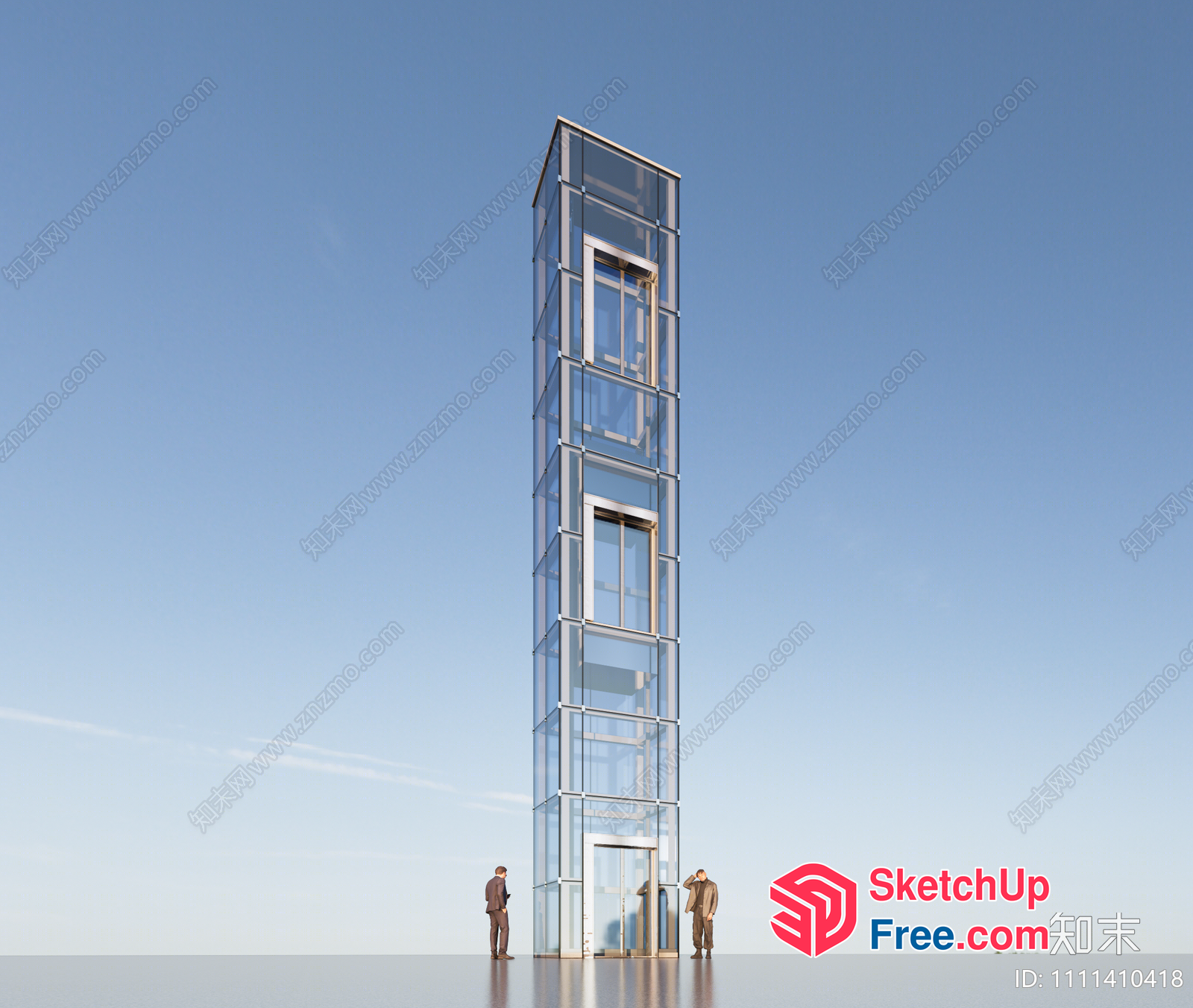 Glass Elevator Tower With Clear Panes And Modern Design 3D SketchUp File