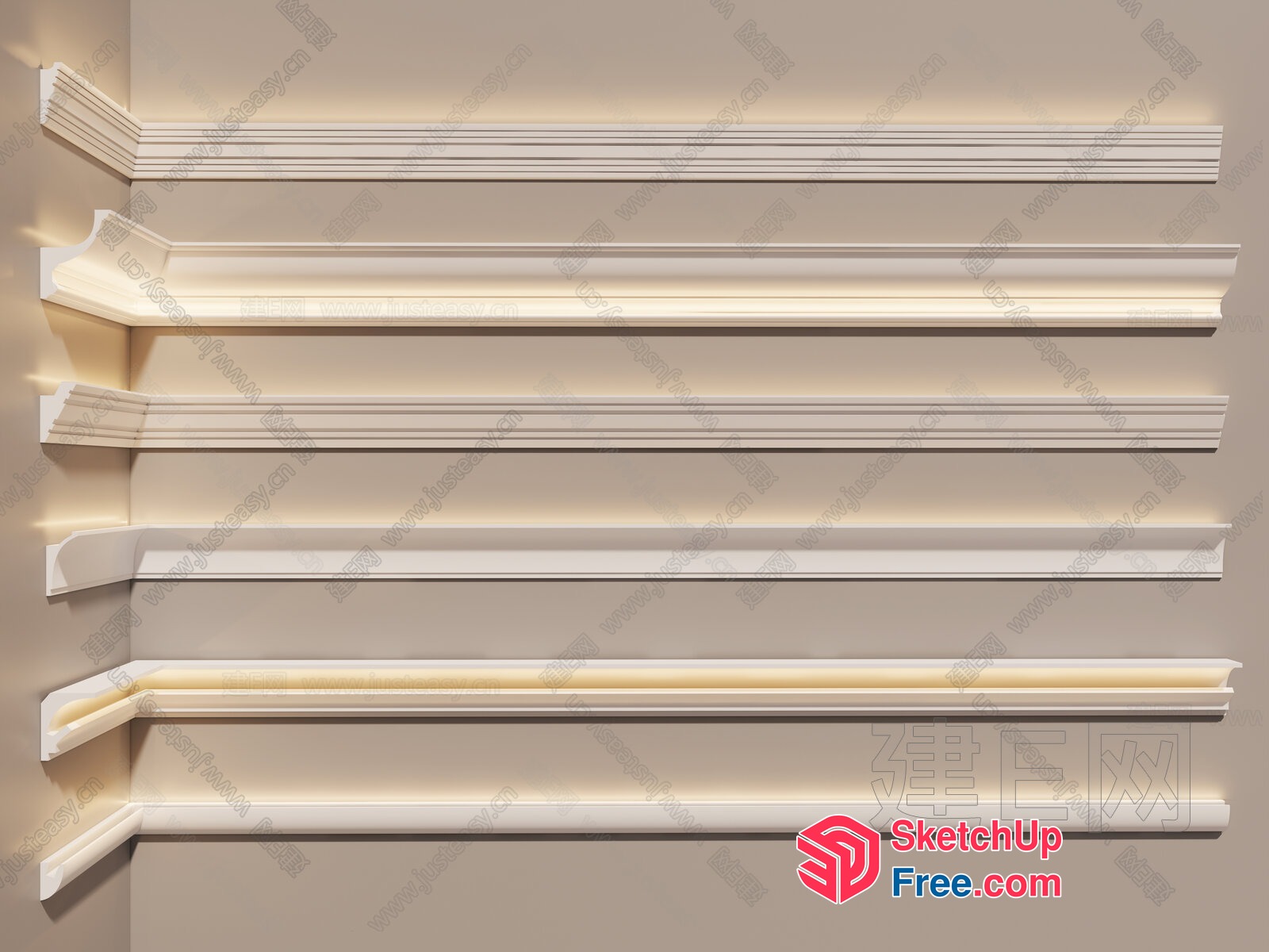 Classic White Moulding Details 3D SketchUp File