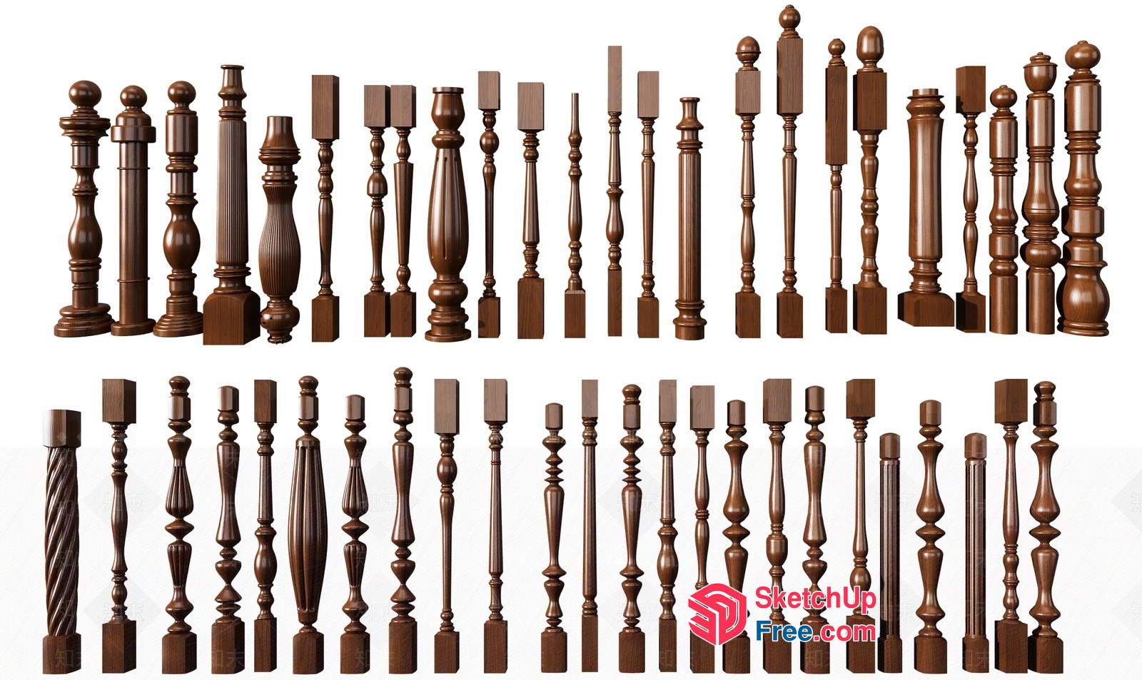 Intricate Wooden Baluster Collection 3D SketchUp File