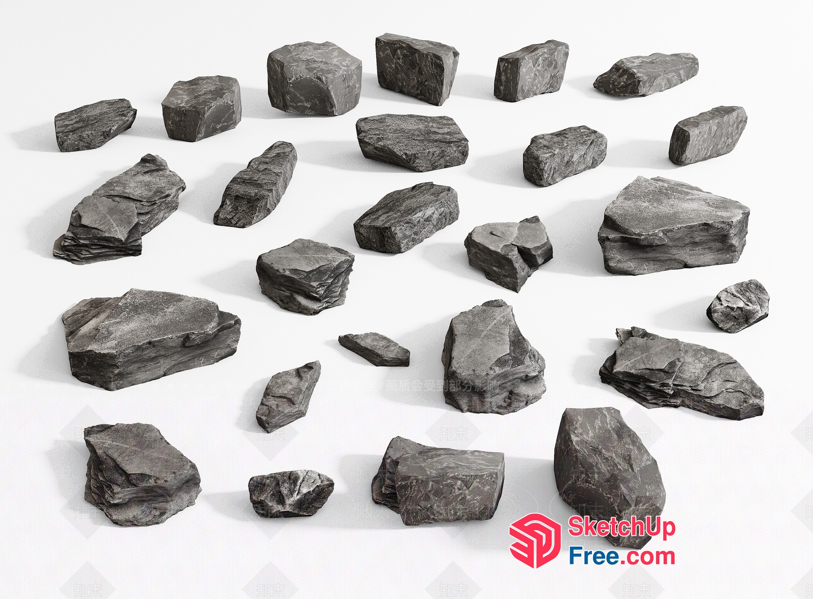 Rough Black Rock Collection 3D SketchUp File