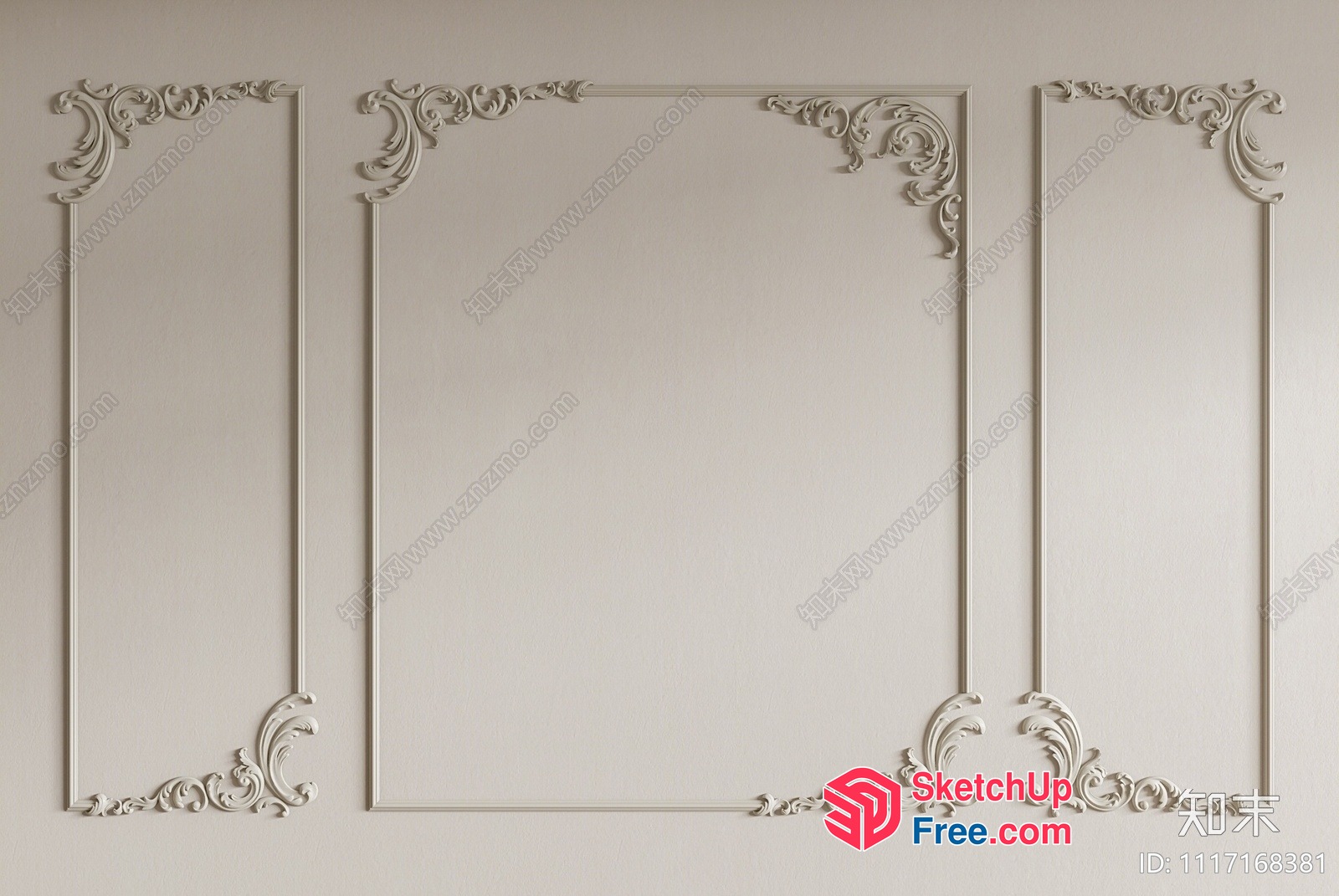 Ornate White Wall Decor 3D SketchUp File