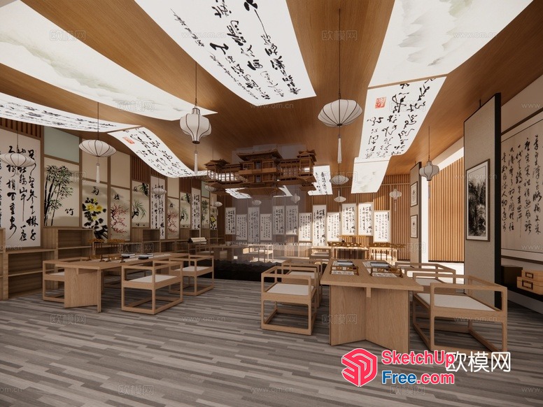 Elegant Chinese-Inspired Interior With Traditional Decor 3D SketchUp File
