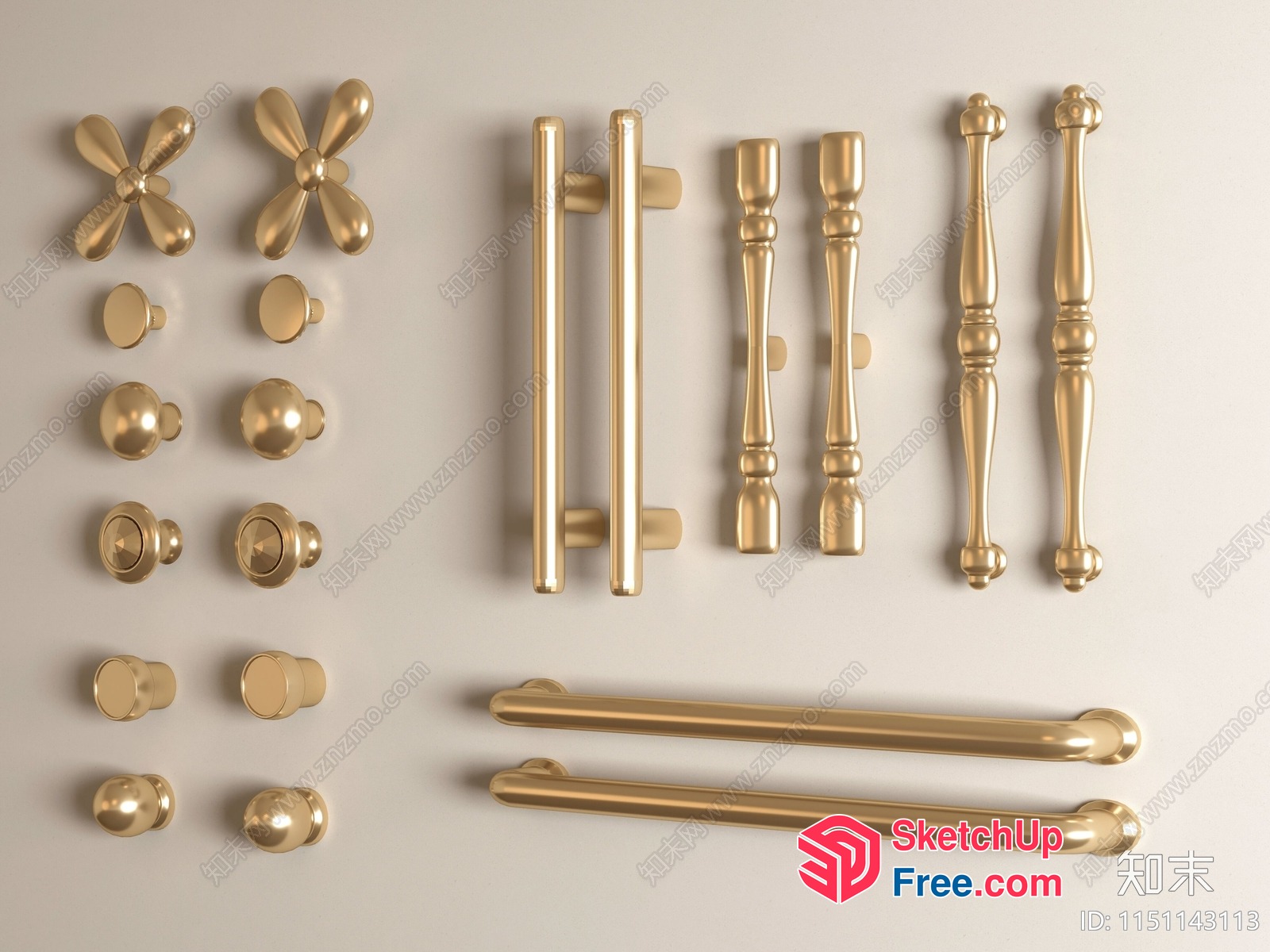 Golden Hardware Set 3D SketchUp File