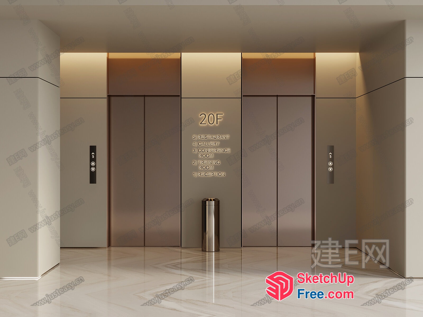 Modern Commercial Building Interior Design 3D SketchUp File