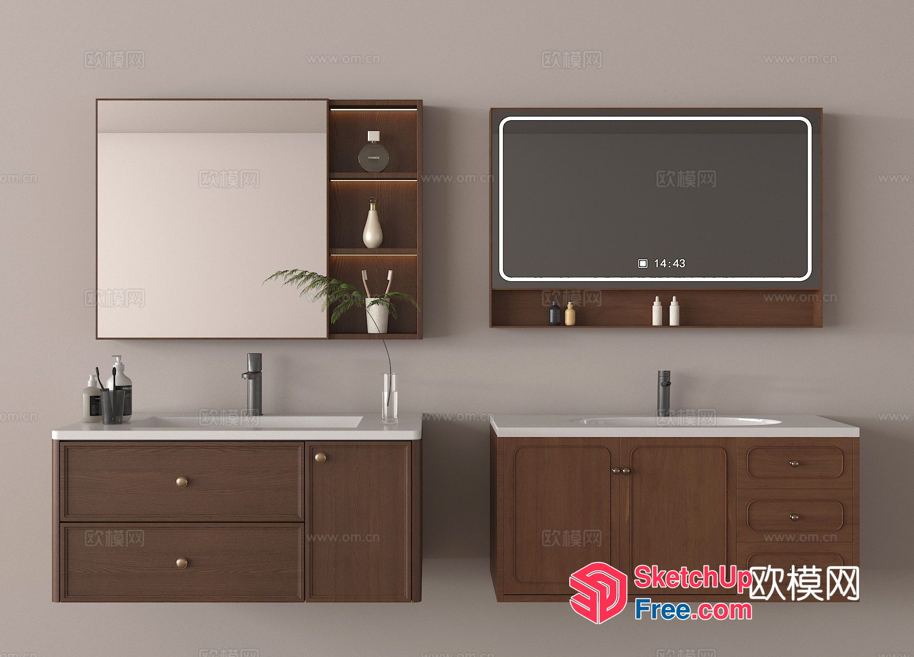 Modern Bathroom Vanity With Sink And Mirror 3D SketchUp File