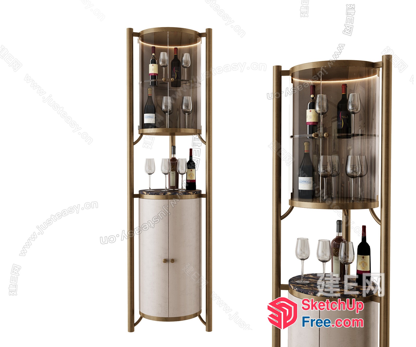 Elegant Wine Display Cabinet 3D SketchUp File