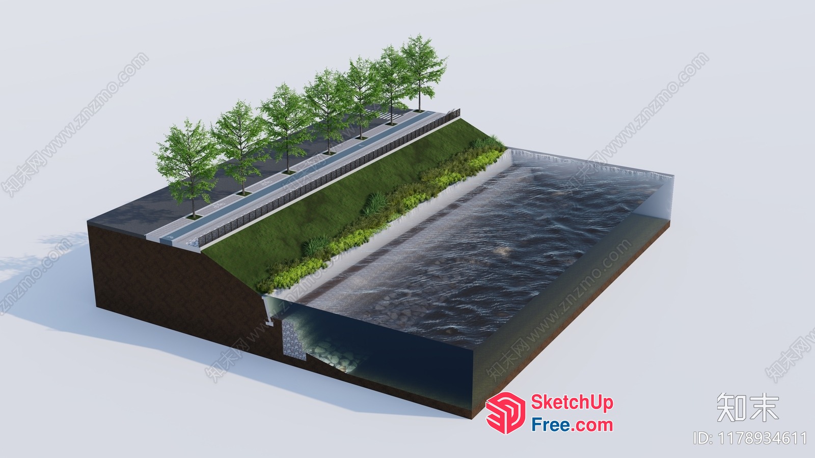 3D Rendering Of A Serene Outdoor Space With Water Feature 3D SketchUp File