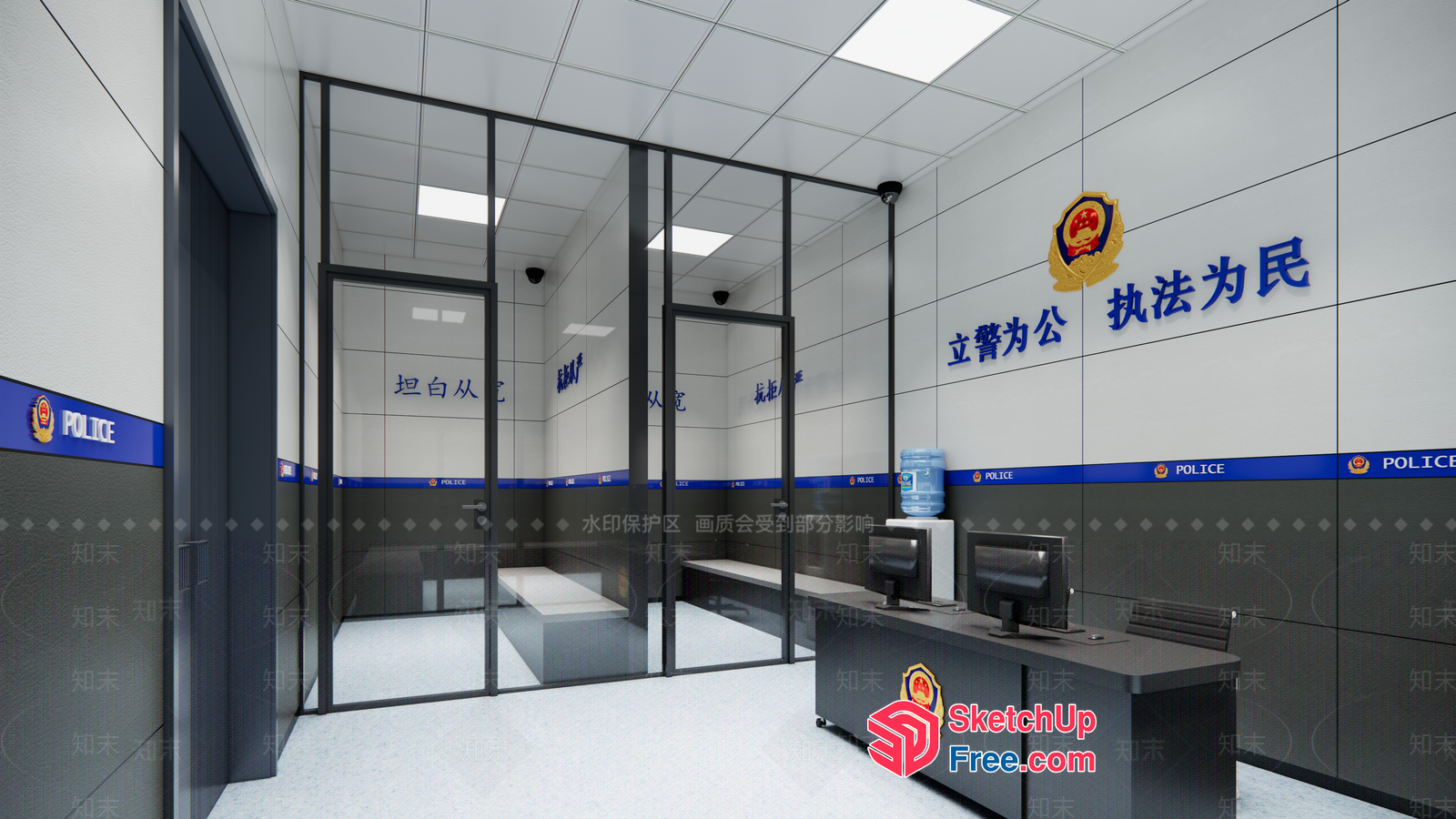 Police Station Interior 3D SketchUp File