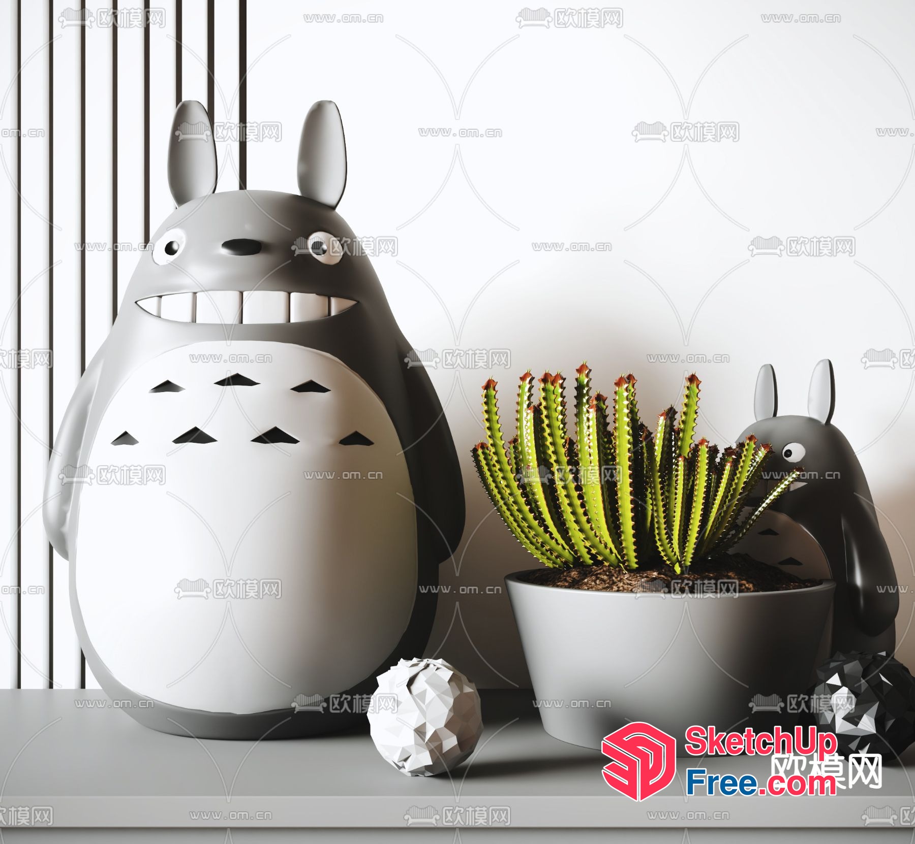 Totoro Decor And Cactus 3D SketchUp File