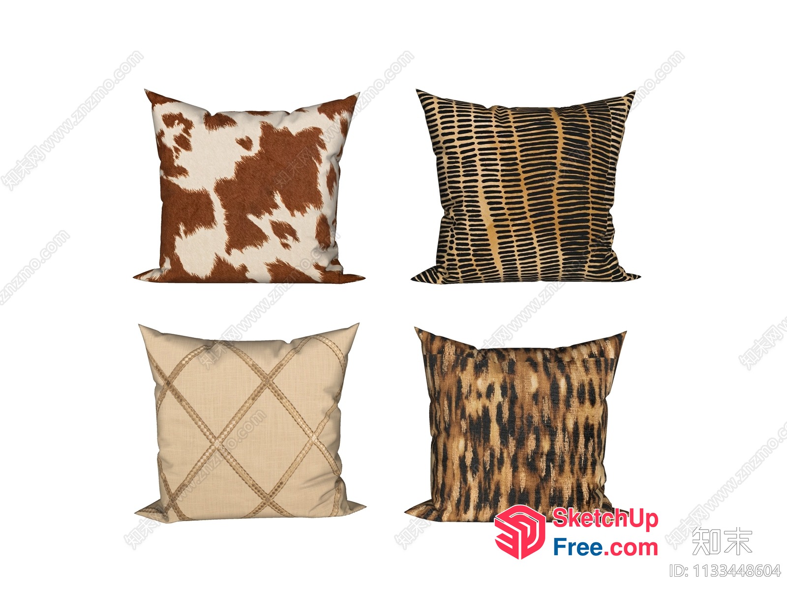 Decorative Animal Print Throw Pillows 3D SketchUp File